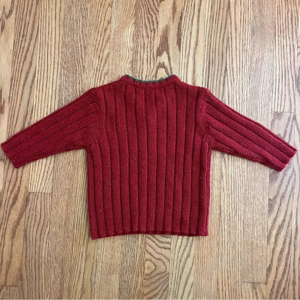 Baby Gap NWT Knit Sweater Cotton Wool Red V Neck Holidays Christmas 12-18 Months